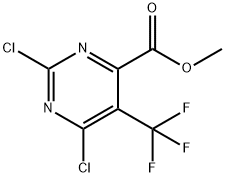 2,6-ジクロロ-5-(トリフルオロメチル)-4-ピリミジンカルボン酸メチル 化学構造式