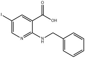2-(ベンジルアミノ)-5-ヨードニコチン酸 化学構造式