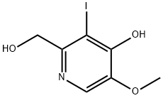 2-(ヒドロキシメチル)-3-ヨード-5-メトキシ-4-ピリジノール 化学構造式