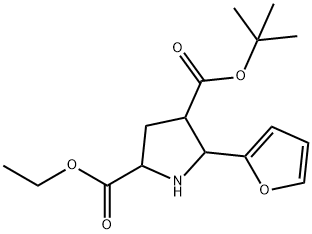 4-tert-Butyl 2-ethyl (2R,4R)-5-(2-furyl)-pyrrolidine-2,4-dicarboxylate 化学構造式