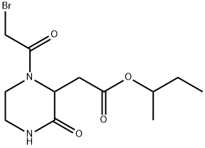 sec-Butyl 2-[1-(2-bromoacetyl)-3-oxo-2-piperazinyl]acetate Structure
