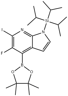 5-Fluoro-6-iodo-4-(4,4,5,5-tetramethyl-1,3,2-dioxa borolan-2-yl)-1-(triisopropylsilyl)-1H-pyrrolo[2, Structure