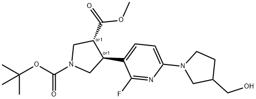 1-(叔丁基)3-甲基(3S,4R)-4-(2-氟-6-(3-(羟甲基)吡咯烷-1-基)吡咯烷-3-基)吡咯烷-1,3-二羧酸盐 结构式
