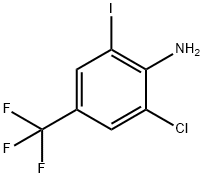 2-クロロ-6-ヨード-4-(トリフルオロメチル)アニリン 化学構造式