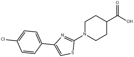 1-[4-(4-クロロフェニル)-1,3-チアゾール-2-イル]-4-ピペリジンカルボン酸 化学構造式