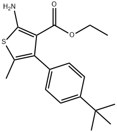 Ethyl 2-amino-4-(4-tert-butylphenyl)-5-methylthiophene-3-carboxylate Struktur