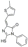(5E)-2-メルカプト-5-[(5-メチル-2-チエニル)メチレン]-3-フェニル-3,5-ジヒドロ-4H-イミダゾール-4-オン 化学構造式