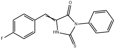 (5E)-5-(4-fluorobenzylidene)-2-mercapto-3-phenyl-3,5-dihydro-4H-imidazol-4-one Struktur