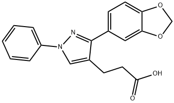 3-[3-(1,3-benzodioxol-5-yl)-1-phenyl-1H-pyrazol-4-yl]propanoic acid Structure