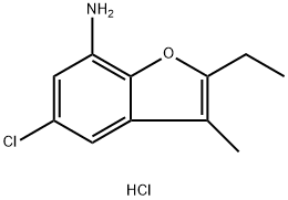 5-chloro-2-ethyl-3-methyl-1-benzofuran-7-amine hydrochloride Structure