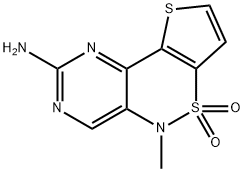 5-methyl-5H-pyrimido[5,4-c]thieno[2,3-e][1,2]thiazin-2-amine 6,6-dioxide Struktur