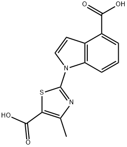 1-(5-甲酸基-4-甲基-1,3-噻唑-2-基)-1H-吲哚-4-羧酸, 1160264-33-4, 结构式