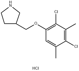 3-[(2,4-Dichloro-3,5-dimethylphenoxy)methyl]-pyrrolidine hydrochloride Struktur