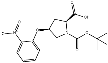 (2S,4S)-1-(tert-Butoxycarbonyl)-4-(2-nitrophenoxy)-2-pyrrolidinecarboxylic acid 结构式