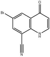 6-Bromo-4-oxo-1,4-dihydro-8-quinolinecarbonitrile 化学構造式
