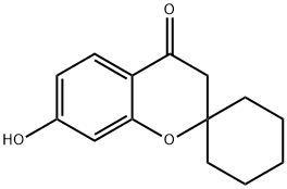 7-ヒドロキシ-3,4-ジヒドロスピロ[1-ベンゾピラン-2,1'-シクロヘキサン]-4-オン 化学構造式