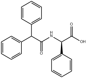 (2R)-[(ジフェニルアセチル)アミノ](フェニル)酢酸 化学構造式
