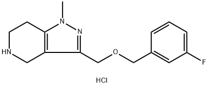 3-{[(3-Fluorobenzyl)oxy]methyl}-1-methyl-4,5,6,7-t etrahydro-1H-pyrazolo[4,3-c]pyridine hydrochlorid Struktur