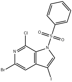 5-Bromo-7-chloro-3-iodo-1-(phenylsulfonyl)-1H-pyrrolo[2,3-c]pyridine Struktur