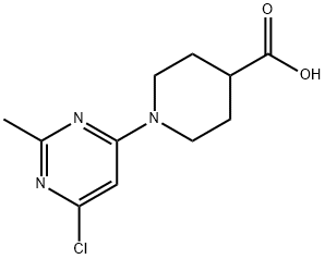 1-(6-クロロ-2-メチル-4-ピリミジニル)-4-ピペリジンカルボン酸 化学構造式