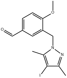 3-[(4-Iodo-3,5-dimethyl-1H-pyrazol-1-yl)methyl]-4-methoxybenzaldehyde Structure