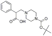3-[4-(tert-butoxycarbonyl)piperazino]-2-phenylpropanoic acid Struktur