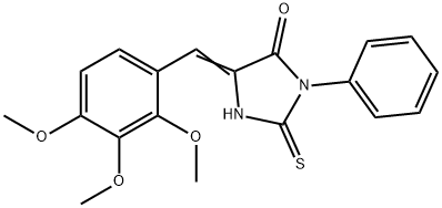 (5E)-2-mercapto-3-phenyl-5-(2,3,4-trimethoxybenzylidene)-3,5-dihydro-4H-imidazol-4-one Struktur