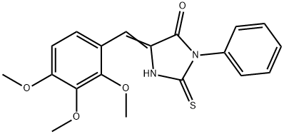 (5E)-2-メルカプト-3-フェニル-5-(2,3,4-トリメトキシベンジリデン)-3,5-ジヒドロ-4H-イミダゾール-4-オン 化学構造式