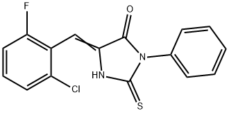 (5E)-5-(2-chloro-6-fluorobenzylidene)-2-mercapto-3-phenyl-3,5-dihydro-4H-imidazol-4-one 化学構造式