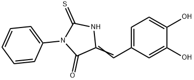 (5E)-5-(3,4-ジヒドロキシベンジリデン)-2-メルカプト-3-フェニル-3,5-ジヒドロ-4H-イミダゾール-4-オン 化学構造式
