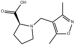 1-[(3,5-ジメチルイソキサゾール-4-イル)メチル]ピロリジン-2-カルボン酸 化学構造式