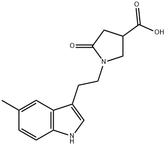 1-[2-(5-メチル-1H-インドール-3-イル)エチル]-5-オキソピロリジン-3-カルボン酸 化学構造式