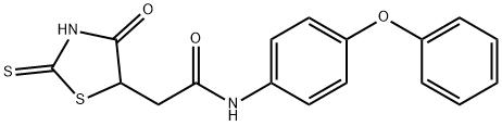 2-(2-mercapto-4-oxo-4,5-dihydro-1,3-thiazol-5-yl)-N-(4-phenoxyphenyl)acetamide 化学構造式