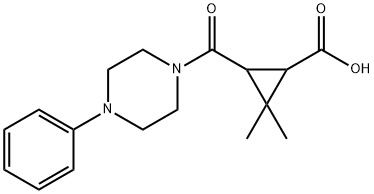 2,2-dimethyl-3-[(4-phenylpiperazin-1-yl)carbonyl]cyclopropanecarboxylic acid Structure
