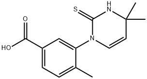 3-(2-メルカプト-4,4-ジメチルピリミジン-1(4H)-イル)-4-メチル安息香酸 化学構造式