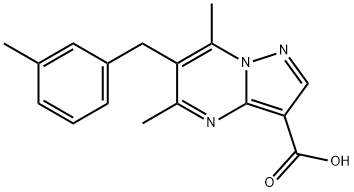 5,7-ジメチル-6-(3-メチルベンジル)ピラゾロ[1,5-A]ピリミジン-3-カルボン酸 化学構造式