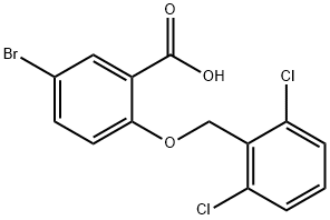 5-溴-2-(2,6-二氯苄基)氧基-苯甲酸, 938292-95-6, 结构式