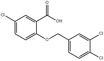 5-クロロ-2-[(3,4-ジクロロベンジル)オキシ]安息香酸 化学構造式