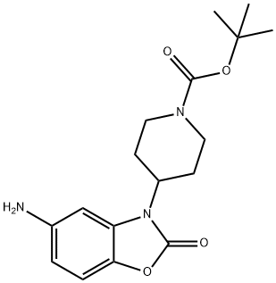 tert-butyl 4-(5-amino-2-oxo-1,3-benzoxazol-3(2H)-yl)piperidine-1-carboxylate Struktur