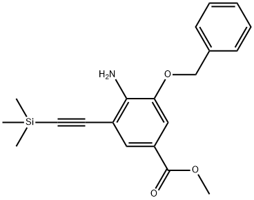 4-アミノ-3-(ベンジルオキシ)-5-[2-(トリメチルシリル)エチニル]ベンゼンカルボン酸メチル 化学構造式