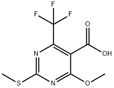4-メトキシ-2-(メチルスルファニル)-6-(トリフルオロメチル)-5-ピリミジンカルボン酸 化学構造式