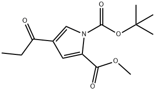4-プロピオニル-1H-ピロール-1,2-二カルボン酸1-(TERT-ブチル)2-メチル 化学構造式