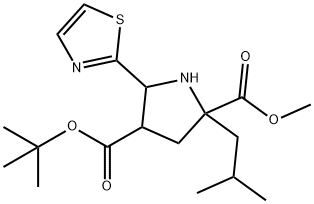 4-(tert-Butyl) 2-methyl (2R,5S)-2-isobutyl-5-(1,3-thiazol-2-yl)tetrahydro-1H-pyrrole-2,4-dicarboxyla Structure