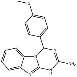 [4-[4-(甲巯基)苯基]-4,10-二氢-[1,3,5]三嗪并[6,5-B]苯并咪唑-2-基]胺 结构式