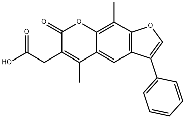 (5,9-ジメチル-7-オキソ-3-フェニル-7H-フロ[3,2-G]クロメン-6-イル)酢酸 化学構造式
