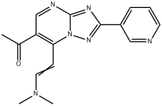 1-{7-[(E)-2-(Dimethylamino)vinyl]-2-pyridin-3-yl-[1,2,4]triazolo[1,5-a]pyrimidin-6-yl}ethanone Struktur
