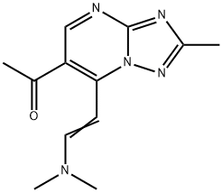 1-{7-[(E)-2-(ジメチルアミノ)ビニル]-2-メチル[1,2,4]トリアゾロ[1,5-A]ピリミジン-6-イル}エタノン 化学構造式