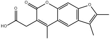(2,3,5-Trimethyl-7-oxo-7H-furo[3,2-g]-chromen-6-yl)acetic acid Struktur