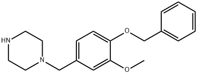 1-[4-(ベンジルオキシ)-3-メトキシベンジル]ピペラジン 化学構造式
