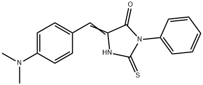 (5E)-5-[4-(ジメチルアミノ)ベンジリデン]-2-メルカプト-3-フェニル-3,5-ジヒドロ-4H-イミダゾール-4-オン 化学構造式